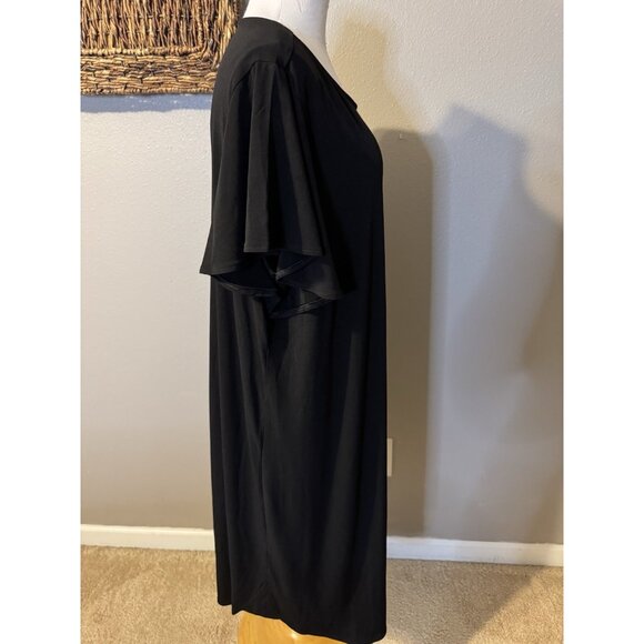 Chicos Shift Dress 4 XL Black Washable Kimono Short Sleeve Washable NEW - Picture 4 of 10